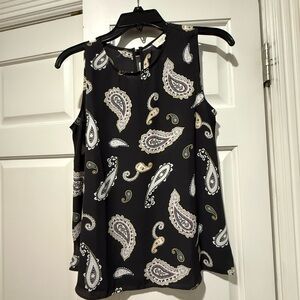 LOFT Black and White Sleeveless Cut Out Top